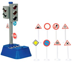 Машинки: City Traffic Светофор (25 см) с дорожными знаками, Dickie Toys
