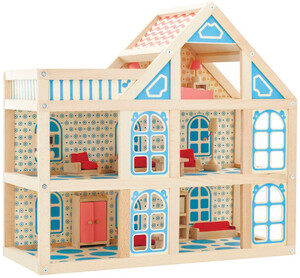 Домики и мебель: Кукольный домик (3 этажа), Мир деревянных игрушек