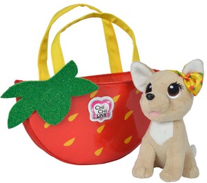 М'які іграшки: Чихуахуа Фешн (18 см) з сумочкою, фруктова мода (полуниця), Chi Chi Love