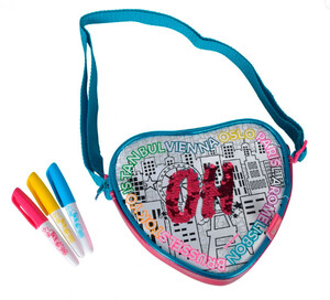 Рюкзаки, сумки, пеналы: Сумочка-раскраска в форме сердца Хамелеон, кожзам, 3 маркера