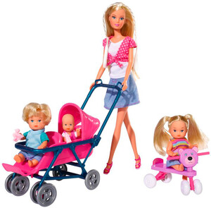 Куклы: Набор кукол и аксессуаров Штеффи с детьми Steffi & Evi Love