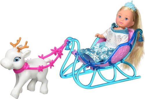 Куклы и аксессуары: Снежная принцесса Эви с санями и оленем