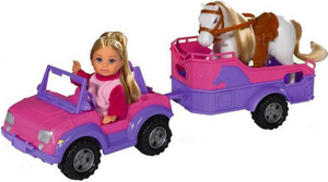 Ігри та іграшки: Лялька Еві на джипі з трейлером і конем Steffi & Evi Love