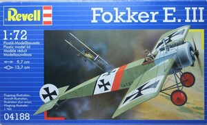 Сборные модели-копии: Самолет (1915г., Германия) Fokker E-III; 1:72, Revell