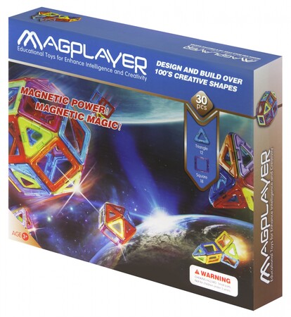 Магнітні конструктори: Дитячий магнітний конструктор (30 деталей), MagPlayer
