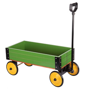 Ігри та іграшки: Ігрова дерев'яна чотириколісна візок, зелена, Goki