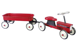 Дитячий транспорт: Толокар Трактор з візком, червоний, Goki
