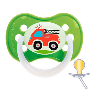 Пустышки и соски: Пустышка латексная круглая Vehicles, 0-6 мес., зеленая, Canpol babies