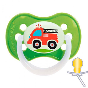 Пустышки и соски: Пустышка латексная круглая Vehicles, 6-18 мес, зеленая, Canpol babies