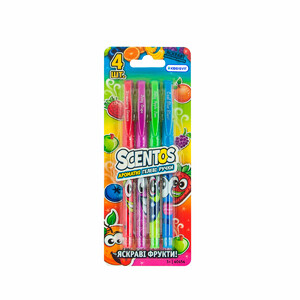 Ручки і маркери: Набір ароматних гелевих ручок «Яскраві фрукти» 4 шт., Scentos