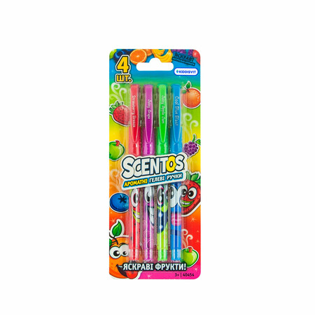 Ручки і маркери: Набір ароматних гелевих ручок «Яскраві фрукти» 4 шт., Scentos