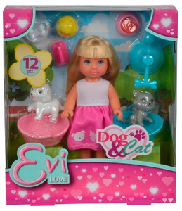 Ляльки: Набір з лялькою Еві Домашні улюбленці Steffi & Evi Love