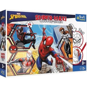 Игры и игрушки: Пазл-розмальовка двосторонній «Людина Павук», Super Maxi, 24 ел., Trefl