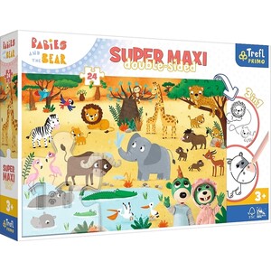 Ігри та іграшки: Пазл-розмальовка двосторонній «Сафарі» Super Maxi, 24 ел., Trefl