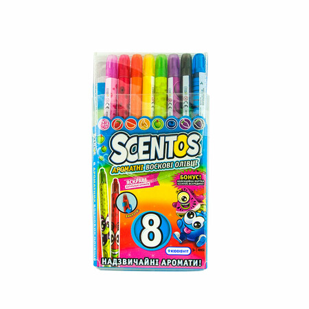 Товари для малювання: Набір ароматних воскових олівців для малювання «Веселка» 8 шт., Scentos