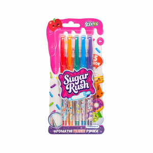 Набір ароматних гелевих ручок Sugar Rush «Яскравий блиск» 5 шт., Scentos
