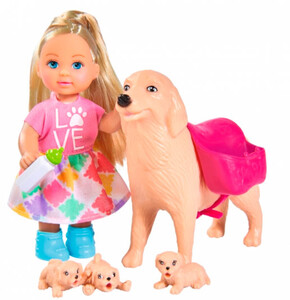 Куклы: Набор с куклой Эви Няня для бежевых щенков, Steffi & Evi Love