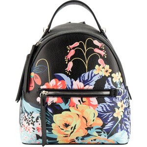Рюкзаки, сумки, пеналы: Рюкзак молодежный 2524 из эко-кожи черный в цветы (5 л)