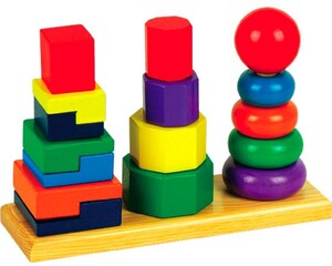 Кубики, пірамідки і сортери: Пирамидки 3 в 1, Мир деревянных игрушек