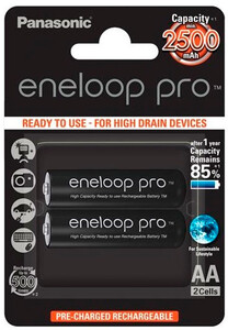 Аккумуляторы Eneloop Pro AA (2500 2BP mAh Ni-Mh), 2 шт, Panasonic