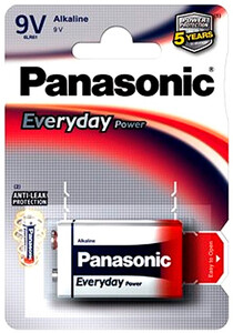 Батарейки: Батарейка Everyday power "Крона" (Alkaline), 1 шт, Panasonic