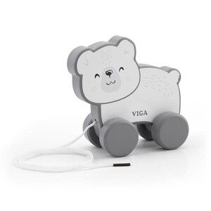 Дерев'яна каталка Viga Toys PolarB Білий ведмедик