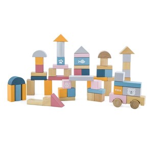 Дерев'яні конструктори: Дерев'яні кубики Viga Toys PolarB Пастельні блоки, 60 шт., 2,5 см