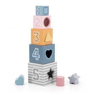 Ігри та іграшки: Дерев'яні кубики-пірамідка Viga Toys PolarB Сортуємо і складаємо
