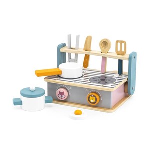 Ігри та іграшки: Дитяча плита Viga Toys PolarB з посудом і грилем, складна