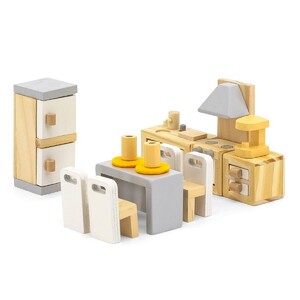 Домики и мебель: Дерев'яні меблі для ляльок серії PolarB «Кухня і їдальня» 44038, Viga Toys