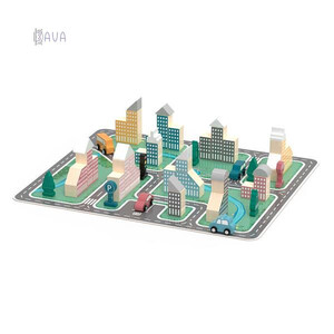 Игровые наборы: Деревянный игровой набор PolarB «Город», 56 эл., Viga Toys