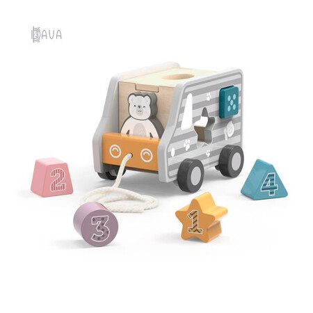 Кубики, пірамідки і сортери: Дерев'яна каталка-сортер PolarB «Вантажівка», Viga Toys