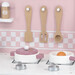 Детская кухня из дерева с посудой PolarB розовая, Viga Toys дополнительное фото 3.