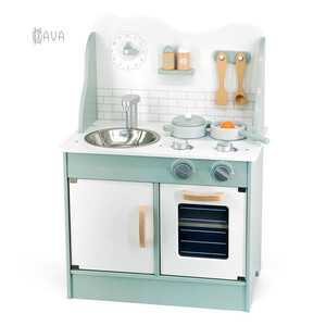 Кухня и столовая: Детская кухня из дерева с аксессуарами PolarB зеленая, Viga Toys