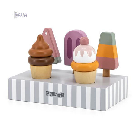 Іграшковий посуд та їжа: Дерев'яний ігровий набір PolarB «Морозиво», Viga Toys