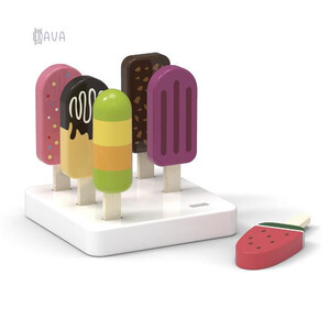 Игрушечная посуда и еда: Набор игрушечного мороженого из дерева 6 шт., Viga Toys
