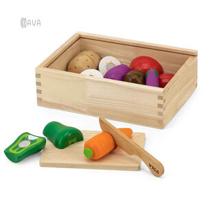 Сюжетно-рольові ігри: Іграшкові продукти «Нарізані овочі з дерева», Viga Toys
