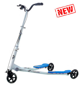 Дитячий транспорт: Самокат триколісний Speeder середній, сріблясто-блакитний, (c 5 років / 95 кг)
