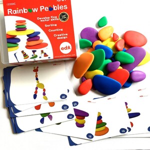 Кольорові камінчики Rainbow Pebbles з картками EDX Education