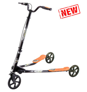 Детский транспорт: Самокат трехколесный Speeder средний, черно-оранжевый, (с 5 лет/95 кг) Ya-Ya