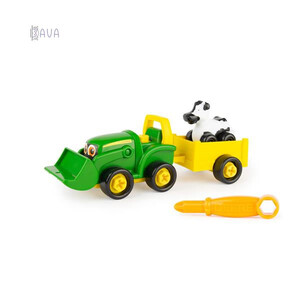 Машинки: Ігровий набір-конструктор «Трактор із ковшем і причепом», John Deere Kids
