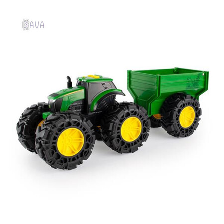 Городская и сельская техника: Игрушечный трактор Monster Treads с прицепом и большими колесами, John Deere Kids