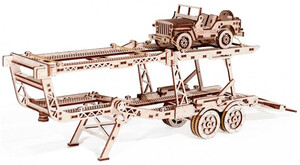 Деревянные: Прицеп автовоз, механический 3D-пазл, Wood Trick