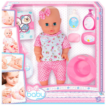 Ляльки і аксесуари: Пупс Плей Бебі, 32 см, з набором для догляду, Play Baby