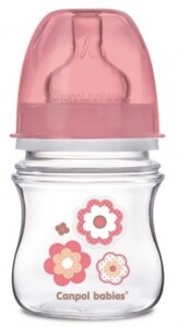 Пляшечки: Бутылочка с широким горлышком Newborn baby, 120 мл, розовая, Canpol babies