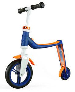 Беговелы: Беговел-самокат Highwaybaby сине-оранжевый (до 3 лет/20 кг), Scoot and Ride