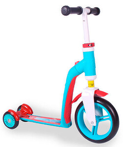 Детский транспорт: Беговел-самокат Highwaybaby+ сине-красный (до 3 лет/20 кг), Scoot and Ride