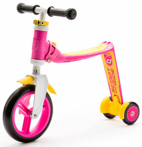 Беговелы: Беговел-самокат Highwaybaby+ розово-желтый (до 3 лет/20 кг), Scoot and Ride