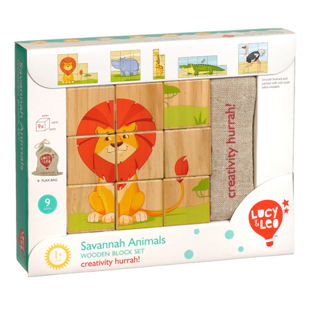 Пазли і головоломки: Кубики Тварини савани (9 кубиків)