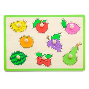 Рамки с вкладышами: Деревянная рамка-вкладыш Viga Toys Цветные фрукты